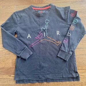 Jordan Kids Black Long Sleeve Tee with Multicolor Logo